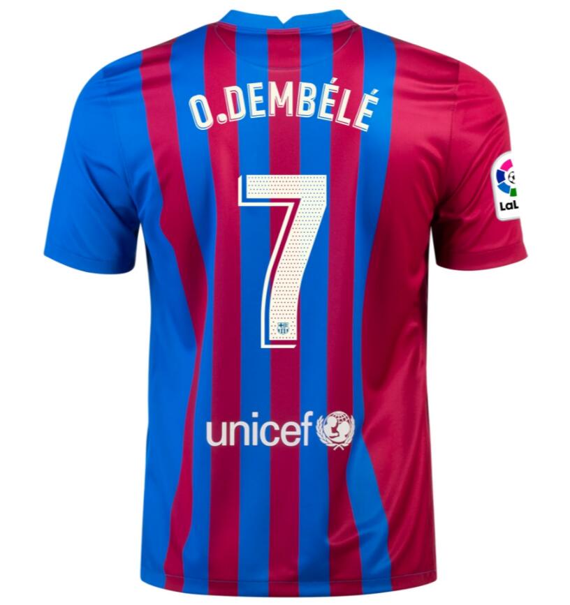 2021/22 Barcelona Home Kit Soccer Jersey with OUSMANE DEMBÉLÉ 7 printing